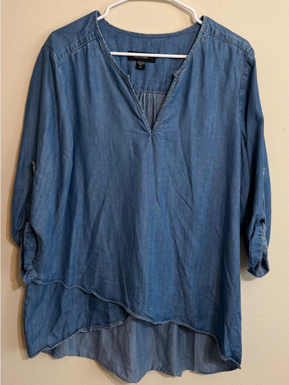 Karen Kane Light Blue Denim V-Neck Tunic Top - Women XL